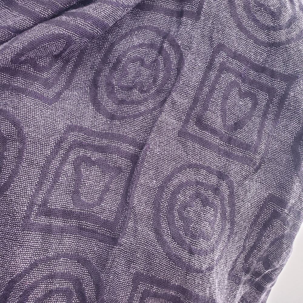 TOUS Black & Purple Wool Blend Graphic Scarf - Picture 6 of 11